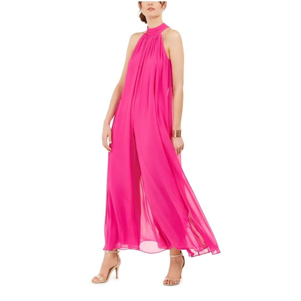 Prelude Women’s Jumpsuit Ruched Sheer Halter Neck with an Adjustable Scarf Tie